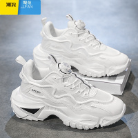 聚范运动鞋男2024新款秋季透气网面旋转纽扣男鞋跑步增高小白老爹潮鞋