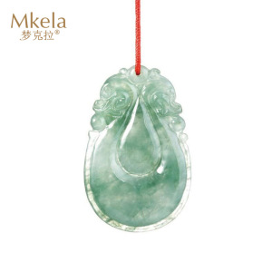 梦克拉 Mkela 翡翠吊坠浅绿飘花翡翠如意葫芦吊坠 至淳 冰种 吊坠翡翠 其他国内证书 绿色