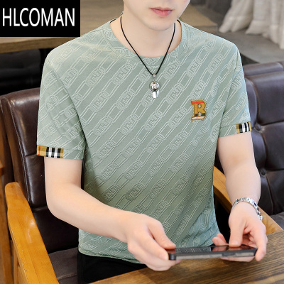 HLCOMAN夏季男士短袖T恤冰丝薄款潮流休闲凉感体恤2025新款潮牌男装上衣