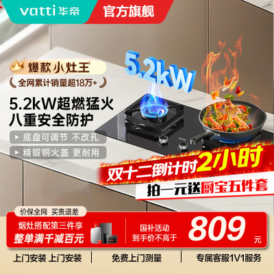 [全网热卖]华帝(vatti)5.2KW火力燃气灶大火双眼灶厨房家用台式嵌入式灶具i10071B 天然气(液化气备注)