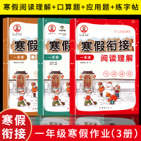 正版新书]一年级寒假作业 寒假阅读理解+口算题+应用题+练字帖(