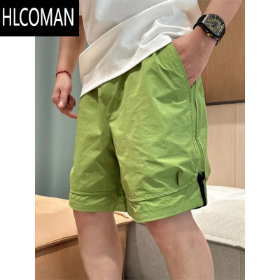 HLCOMAN2025夏季速干拉链工装短裤男纯色运动休闲五分裤子简约透气大裤衩