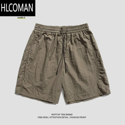 HLCOMAN2025夏季休闲五分裤子男款潮牌薄款沙滩宽松速干冰丝短裤