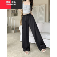 YIBUSHENG拽酷先锋~美式口袋工装裤女季高腰阔腿休闲裤运动裤长裤