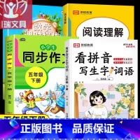 [下册4册]竖式脱式计算+同步作文+看拼音写词语+阅读理解 小学五年级 [正版]5五年级数学计算题强化训练上册下册口算竖