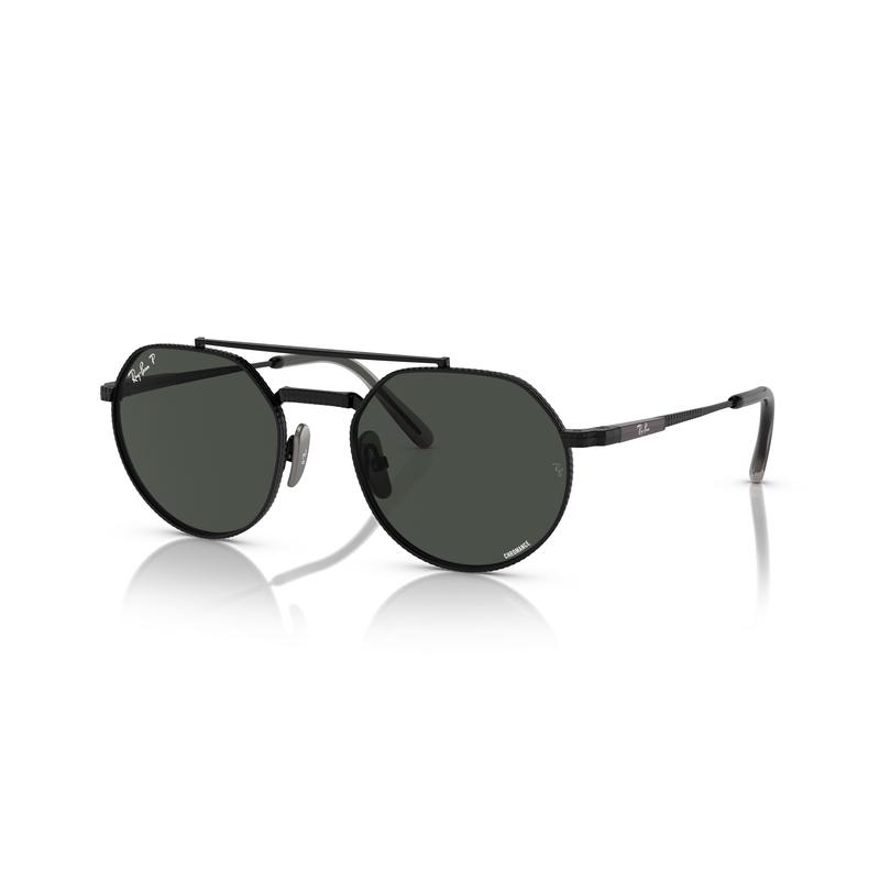 RayBan雷朋男士超轻钛合金太阳眼镜 黑灰色经典圆形设计