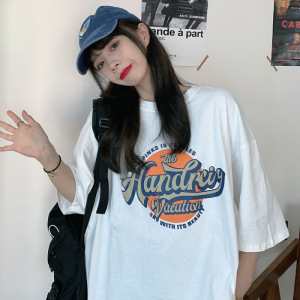 宽松韩国女装大码情侣装闺蜜装打底衫女夏休闲短袖T恤女