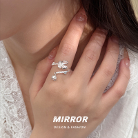 999纯银蝴蝶铃兰花树枝戒指女指环尾戒创意气质轻奢个性潮送女朋友老婆情人节七夕生日礼物