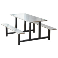 正斌学校食堂不锈钢餐桌椅4人6人11人位工厂员工饭堂连体快餐桌椅组合4人位(黑色支架款)