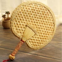 家用女夏季手摇折扇手工编随身芭蕉扇大蒲扇子老式中国风古风 三维工匠 心形小扇(适合小朋友自己扇)