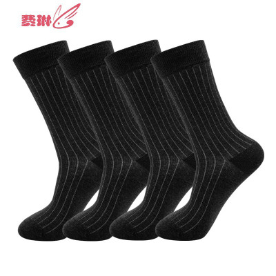 4双男士商务长筒袜子男条纹男袜上班西装高筒棉正装上班费琳