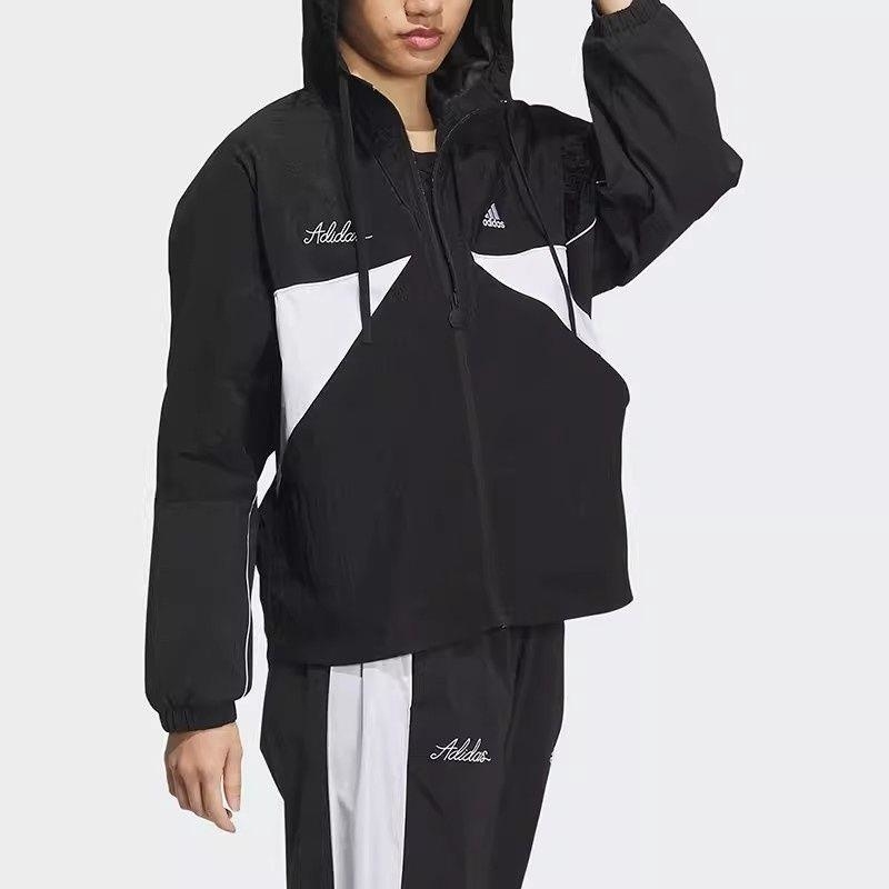 adidas/阿迪达斯外套女 梭织拼接色运动休闲连帽夹克衫IP0753 C