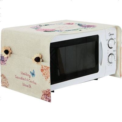 布莱梦布艺冰箱防尘罩单开冰箱罩简约冰箱盖布巾滚筒洗衣机微波炉防尘布丁香花微波炉烤箱100*35cm