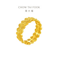 周大福蝶蝶生花足金四叶草黄金戒指女送生日礼物(工费:520计价)EOF1414七夕礼物