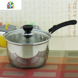 小锅加厚汤锅不锈钢家用小奶锅双耳煲汤煮面条辅食燃气电磁炉 FENGHOU 18cm韩式单柄奶锅(复合度)