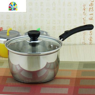 小锅加厚汤锅不锈钢家用小奶锅双耳煲汤煮面条辅食燃气电磁炉 FENGHOU 18cm韩式单柄奶锅(复合度)
