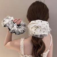 超仙刺绣蕾丝大肠发圈女2025新款扎丸子头发绳氛围感时尚轻奢头饰送女朋友老婆情人节七夕生日礼物