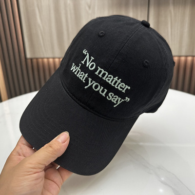 字母刺绣No matter棒球帽女加大加深软顶显脸小情侣遮阳鸭舌帽男