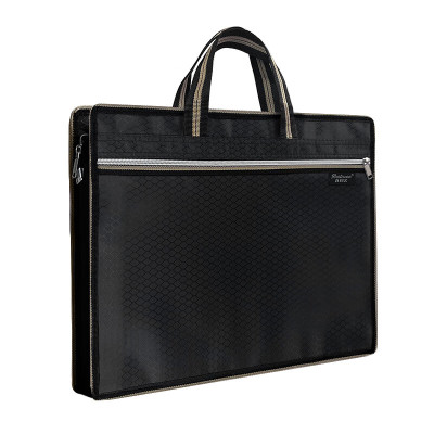 百利文 H136黑色 手提袋 文件袋拉链式公文包手提包资料袋办公会议文件袋资料收纳袋牛津布袋 黑色