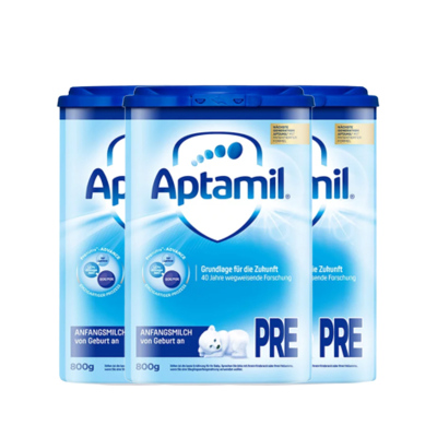 3罐-aptamil德国爱他美婴儿配方奶粉Pre段800g（0-6月龄）易乐罐原装进口