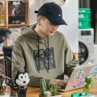 [1.5折价71元]唐狮春秋季新款卫衣男士灰色宽松连帽衫纯色上衣外套男生潮牌