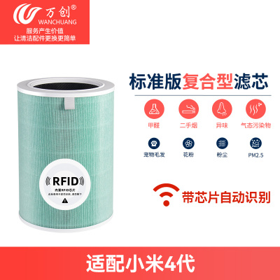 万创适配小米空气净化器滤芯4代 专用[带芯片]标准复合网
