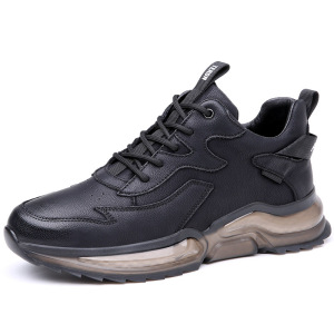 秋季男鞋子新款透气厚底运动休闲皮鞋男士真皮百搭增高潮鞋