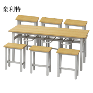 豪利特餐桌6人学校食堂小吃店快餐桌椅饭堂防火板桌1800*600*750[含椅]