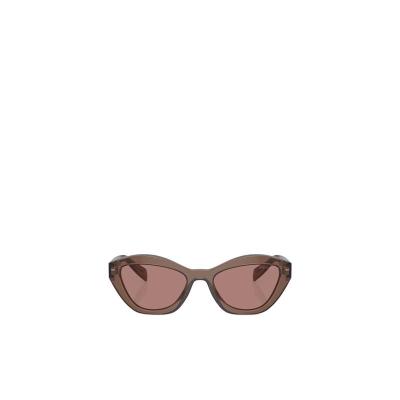 普拉达(PRADA)几何框太阳镜时尚百搭配饰女士醋酸纤维潮牌镜腿标 棕色