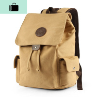 复古休闲帆布男士双肩包时尚潮流背包大容量旅行电脑包学生书包男NEW LAKE 卡其色
