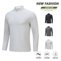 男装T恤运动上衣休闲长袖春秋季半拉链透气T恤户外健身百搭打底衫