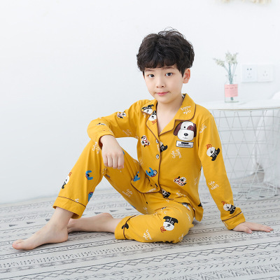 迪鲁奥（DILUAO)男童睡衣长袖纯棉春秋儿童睡衣男孩秋季新款休闲中大童卡通家居服