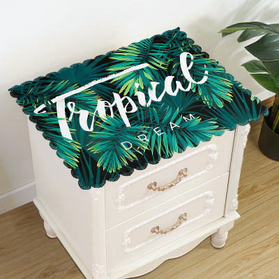 家柏饰(CORATED)床头柜盖布防水防油免洗北欧家用防尘罩套卧室床头盖巾冰箱防尘布 热带雨林 50*60cm