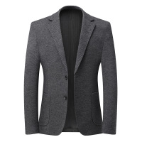 秋冬双层含棉厚款商务休闲西装男士修身弹力免烫西服可机洗单西装