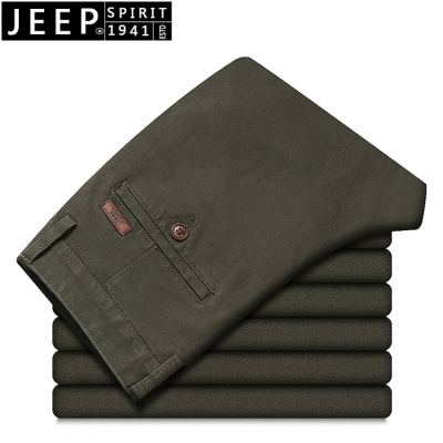 JEEP吉普秋冬男装直筒休闲裤商务宽松中腰弹力大码百搭裤子