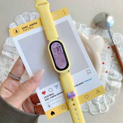 [紫色小猫]适用于小米手环10/9/8表带硅胶反扣智能手环七八九十代腕带男女款运动10NFC高级感创意ins风替3264