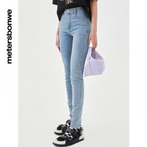 [1件5折价:119.5]美特斯邦威轻薄紧身牛仔裤女百搭夏季弹力九分裤女小脚裤子