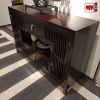 新中式餐边柜实木现代简约客厅储物玄关茶水酒碗柜整装一体靠墙