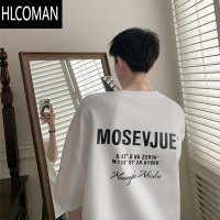 HLCOMAN美式短袖t恤男生夏季潮牌ins宽松圆领字母高街日系风情侣半袖