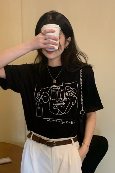 短袖T恤女夏季新款韩版圆领宽松百搭情侣学生上衣体恤ins女装