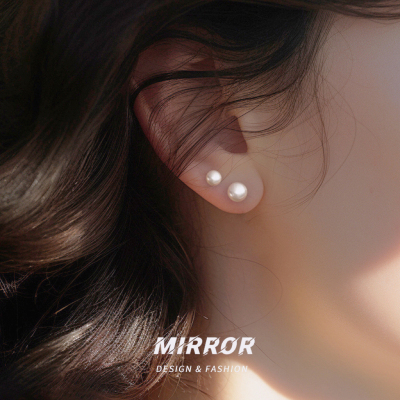 999纯银粉橘白淡水珍珠耳钉女耳环耳饰小众设计网红简约送女朋友老婆情人节七夕生日礼物