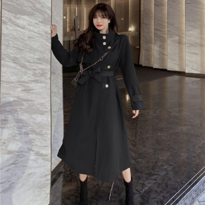 FISHBASKET呢子大衣新款女装2020年冬季时尚韩版气质宽松百搭中长款毛呢外套毛呢外套