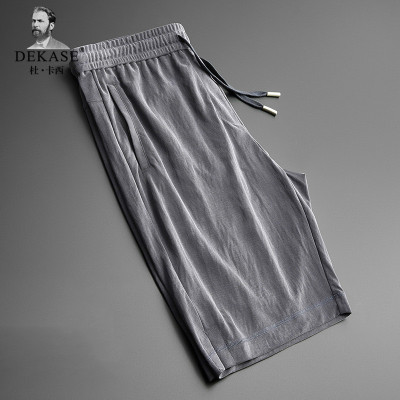 杜卡西品牌轻奢冰丝运动裤男薄款宽松弹力抗皱直筒五分裤夏季休闲裤