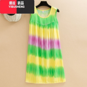 YIBUSHENG季中老年棉绸连衣裙大码妈妈装人造棉裙子老年人睡裙薄女无袖裙