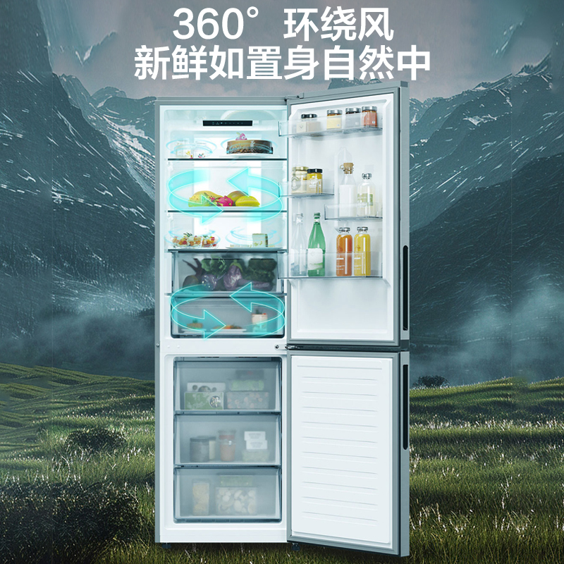 海尔(Haier)360升双门两门家用冰箱 欧式风格 零度空间 一级风冷无霜BCD-360WGHC2DESTU1