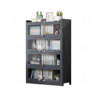 臻远ZY4100918 书架置物架落地简易家用书柜带门防尘储物柜 五层80灰色