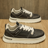 男鞋2025新款冬季休闲潮流黑色运动板鞋男士工作厚底百搭工装潮鞋