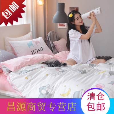 全棉磨毛水晶绒四件套床笠加厚保暖珊瑚绒套件一面棉一面绒四件套