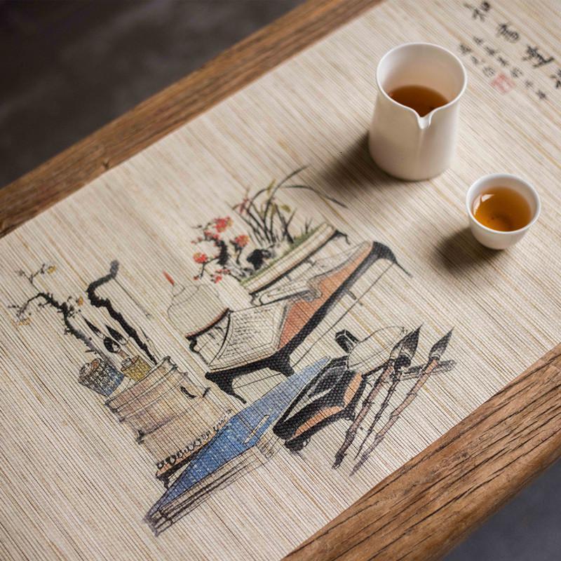美帮汇吸水强手绘纸编桌旗纸纤维中式国画水墨茶艺干泡茶席布垫茶帘茶