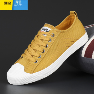 聚范2024秋季透气帆布鞋男士休闲鞋韩版新款男鞋潮流百搭平底系带板鞋
